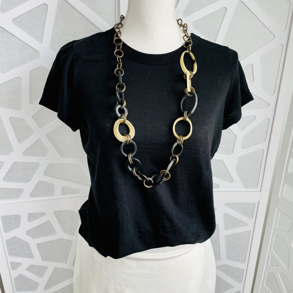 Banana republic women’s slub crewneck cotton t-shirt black sz L large EUC